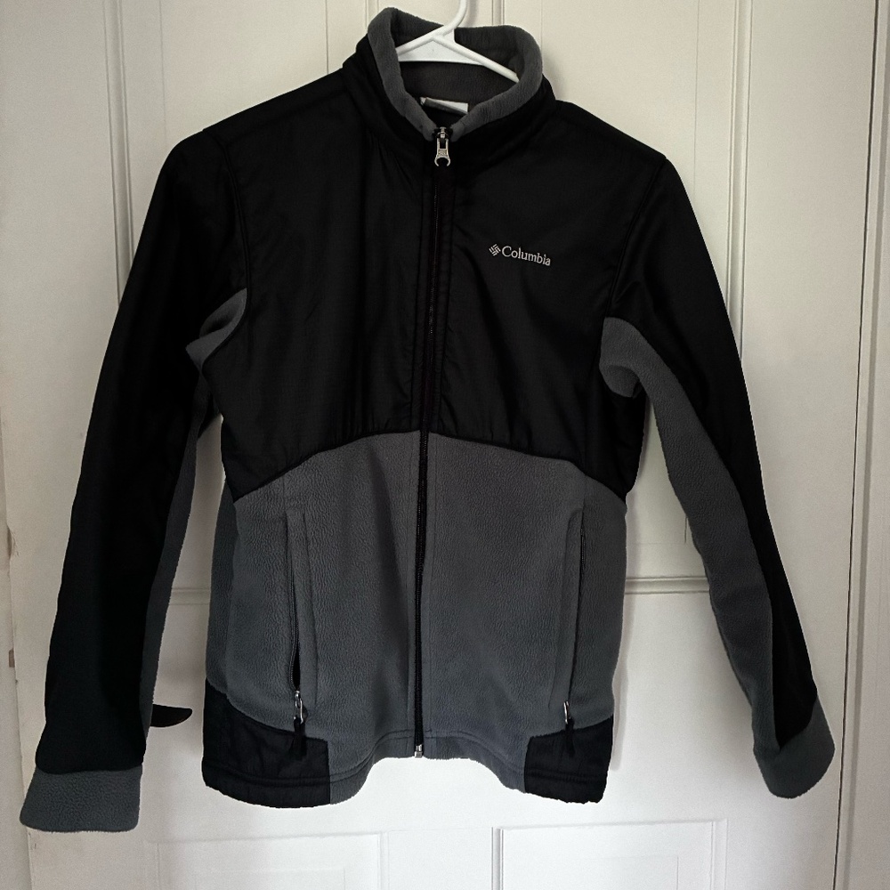 Kids Black and Gray Columbia Fleece Jacket Size 10-12